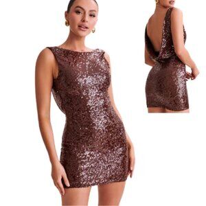 Meshki Chocolate Sequin Mini Dress